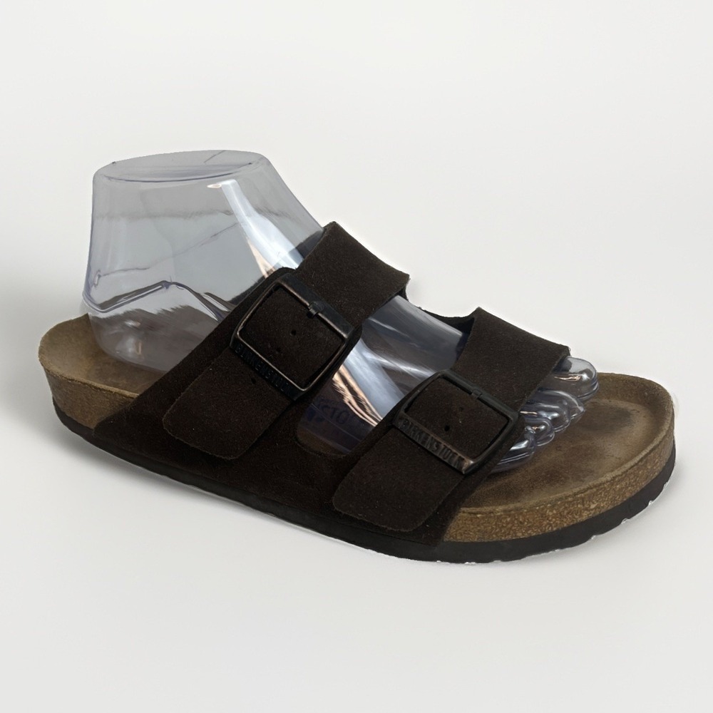 Birkenstock Arizona Two Strap Slide Sandals Brown Suede Leather Women's Size 9